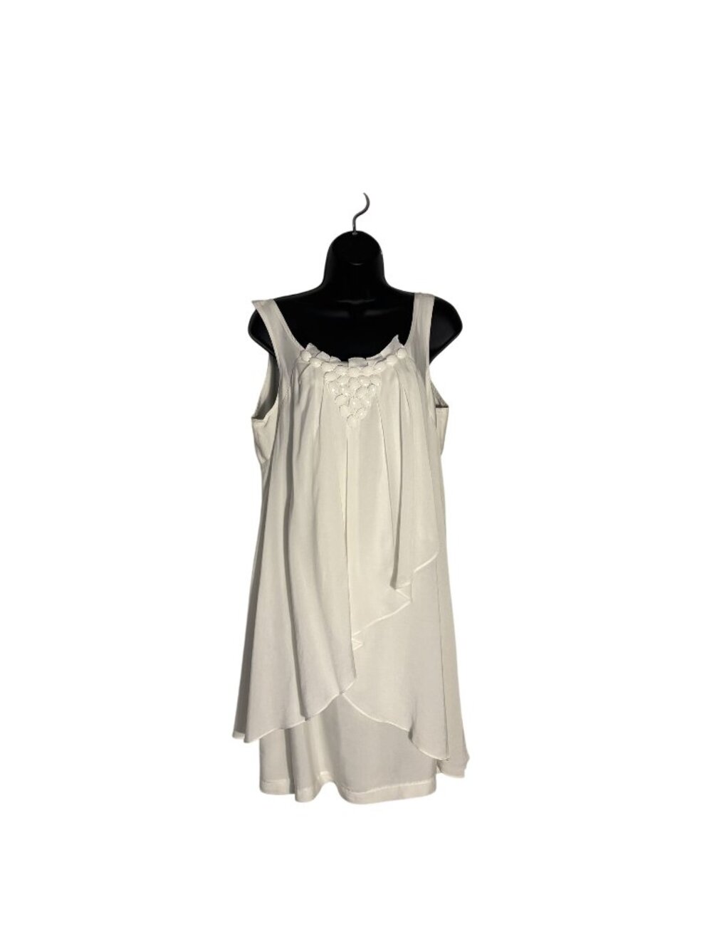 Charles Chang-Lima White Sleeveless Asymmetrical Dress Button Back Jewel Detail